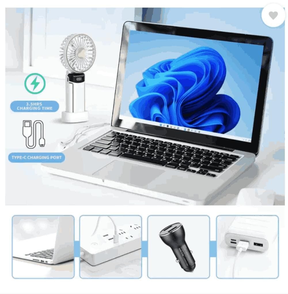 Portable Handheld Fan, Battery Operated Fan with LED Display - DEZZIRE