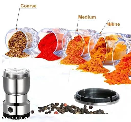 Nima Stainless Steel Multifunctional Electric Grinder & Coffee Maker - Mini Spice, Coffee, and Masala Grinder for Beans, Nuts, and Grains - Household Mixer Grinder (Small, Silver)